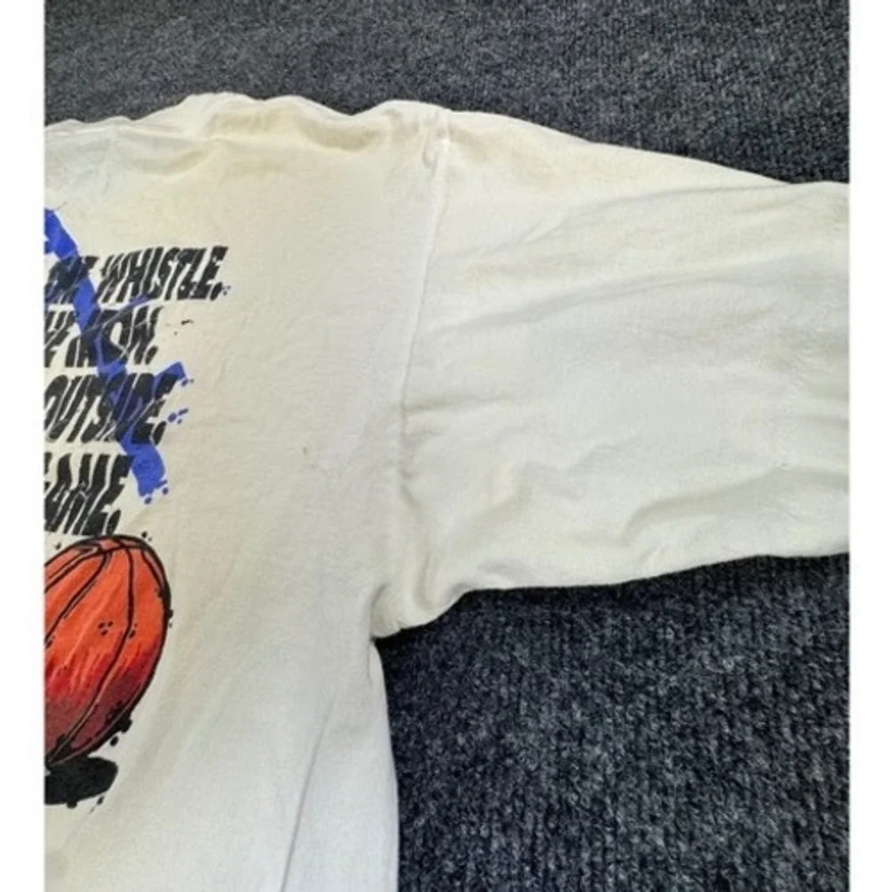 Vintage No Fear Basketball Is Not A Game Graphic T-Shirt XL Cream 90s Streetwear